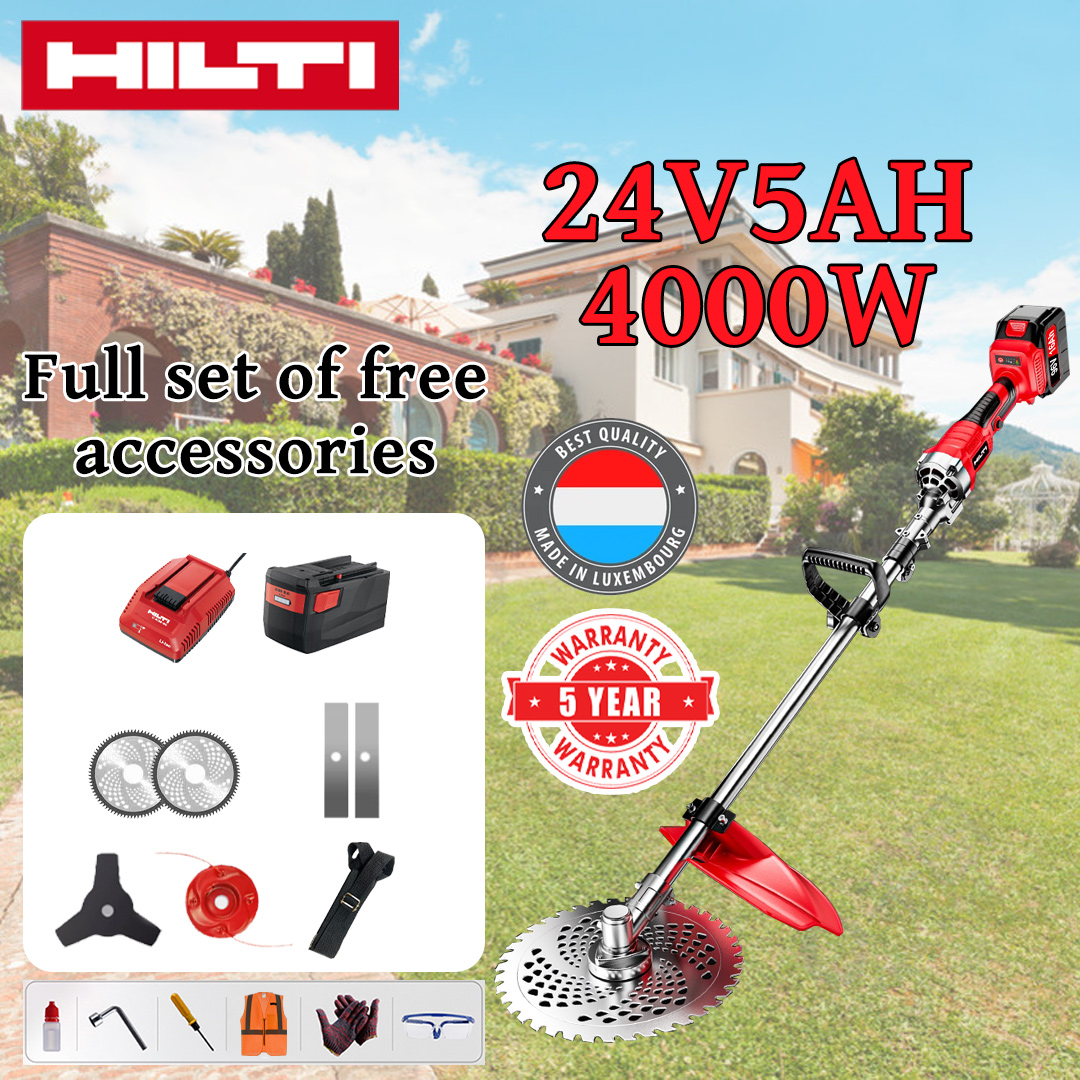 [Modelo Normal] Cortadora de Césped (4000w24V5AH) + Hojas de Sierra de Aleación * 2 + Hojas de Sierra de Aleación * 2 + Cabezal de Corte de Aleación * 1 + Cuchilla de Tres Hojas * 1 + Cargador + Batería * 1 + Correa * 1 + Otros Accesorios + Garantía de 5 Años