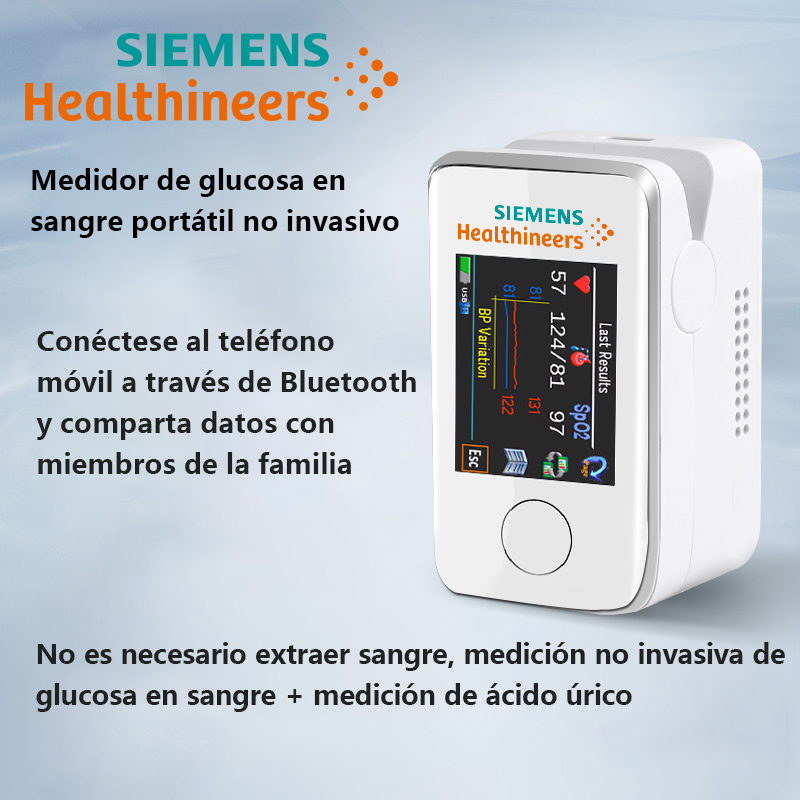 [Medidor de glucosa en sangre multifuncional no invasivo] detección de glucosa en sangre, detección de frecuencia cardíaca, monitoreo de temperatura corporal, pantalla táctil grande, conexión Bluetooth